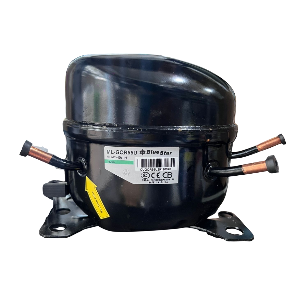 COMPRESOR BLUESTAR 1⁄4 R290 GQR55U 265W MT COMERCIAL COMPRESOR BLUESTAR 1⁄4 R290 GQR55U 265W MT COMERCIAL