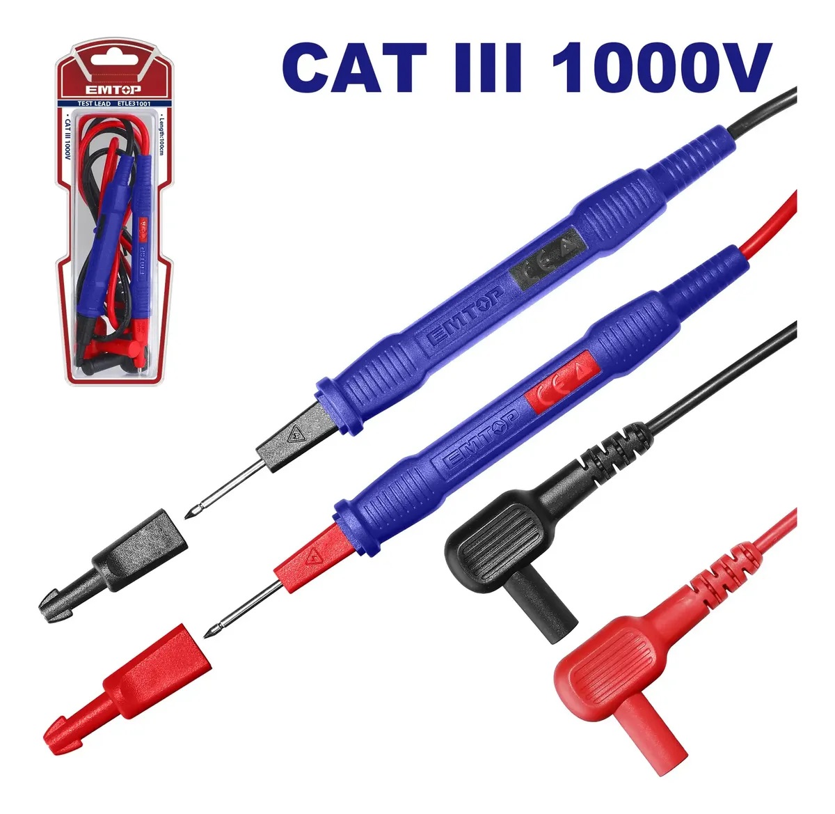 CABLE PARA TESTER MULTIMETRO 1000V CABLE 1M EMTOP  