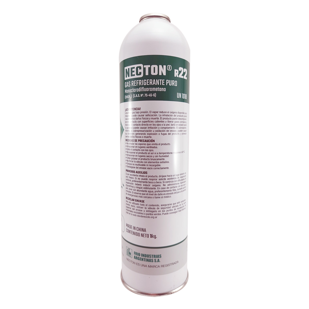 LATA GAS REFRIGERANTE R22 1 KG DUPONT  