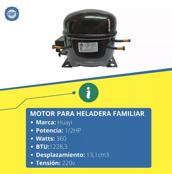 COMPRESOR HUAYI 1&frasl;2 HP C&frasl;CAPACITOR BLEND R134&frasl;R12 FAMILIAR      