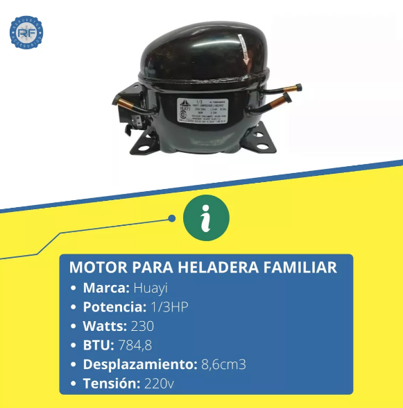 COMPRESOR HUAYI 1&frasl;3 HP BLEND R134&frasl;R12 FAMILIAR  