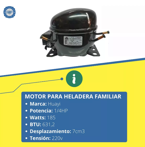 COMPRESOR HUAYI 1&frasl;4 HP BLEND R134&frasl;R12 FAMILIAR      