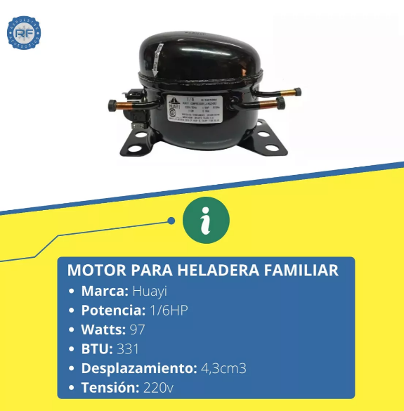 COMPRESOR HUAYI 1&frasl;6 HP BLEND R134&frasl;R12 FAMILIAR      