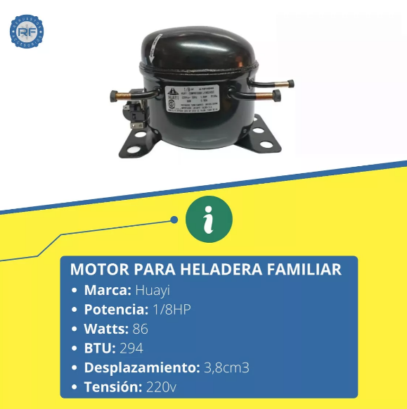 COMPRESOR HUAYI 1&frasl;8 HP BLEND R134&frasl;R12 FAMILIAR     