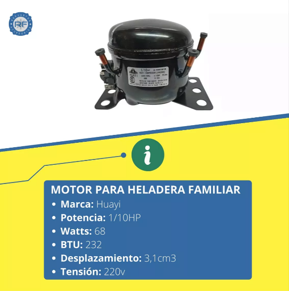 COMPRESOR HUAYI 1&frasl;10 HP BLEND R134&frasl;R12 FAMILIAR      