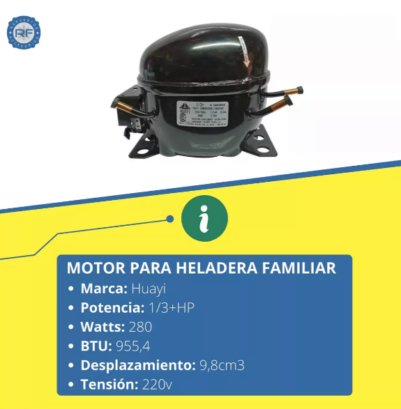 COMPRESOR HUAYI 1&frasl;3+ HP BLEND R134&frasl;R12 FAMILIAR     