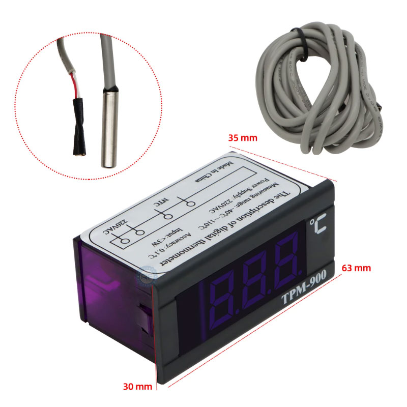 TERMOMETRO DIGITAL TPM-900+ (1 SONDA + 220V + -30ºC A 110ºC)  