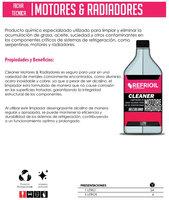AGENTE LIMPIA RADIADORES Y MOTORES 1L  