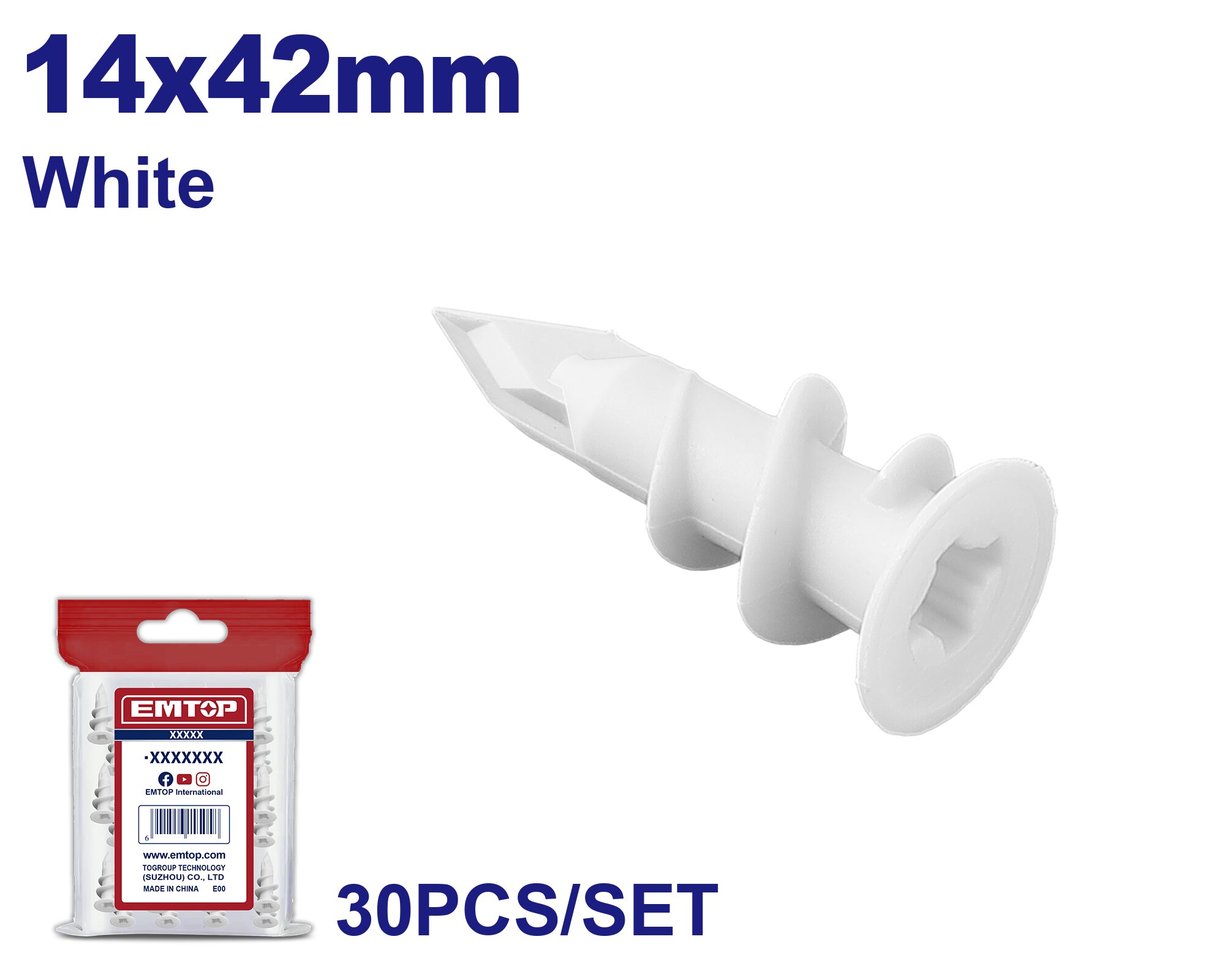 TARUGO ESPYRAL PARA PLACA DE YESO X 30U EMTOP EMXTG922  