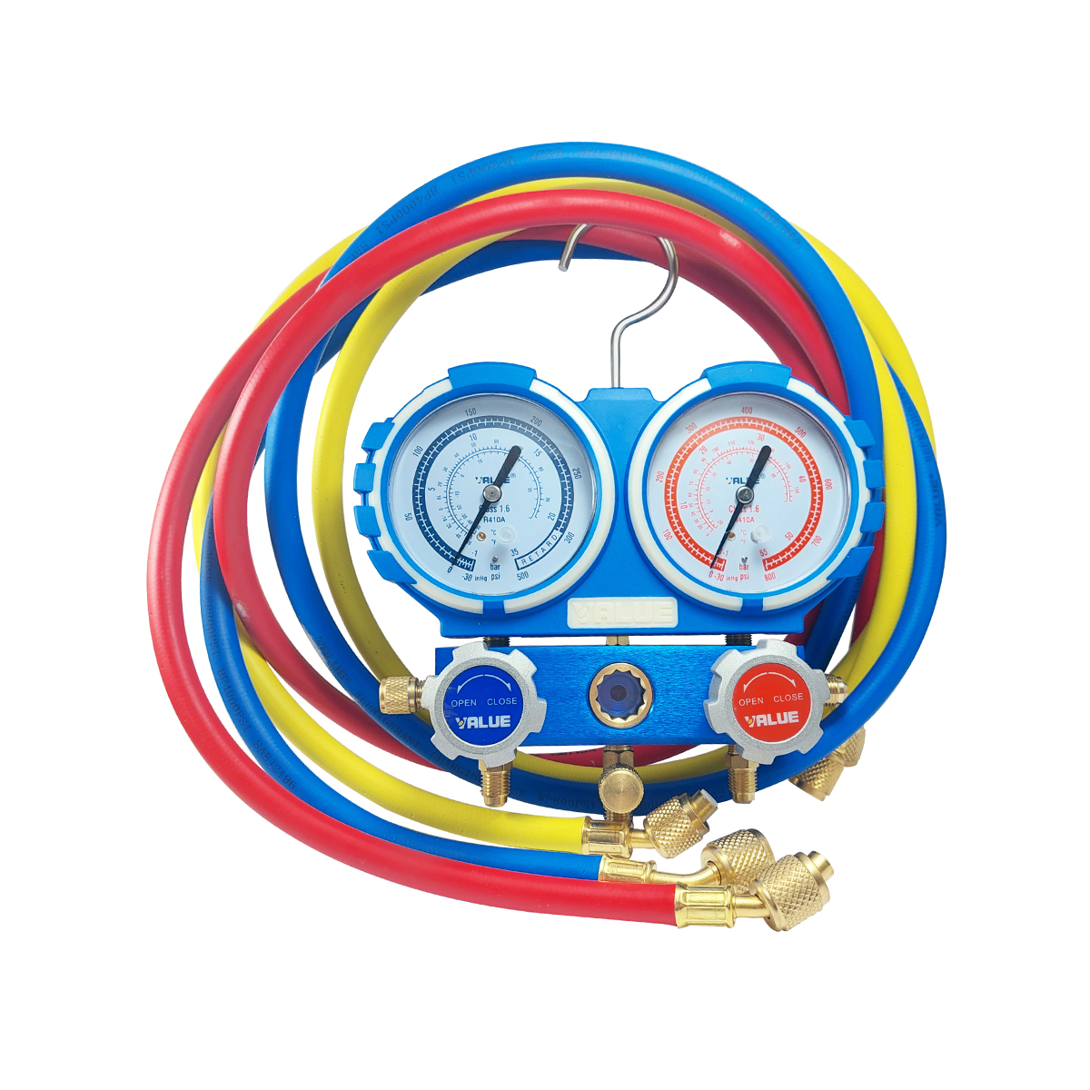 MANIFOLD DE ALUMINIO R410 CON VISOR Y MANGUERAS 150CM VALUE VMG-2-R410A     