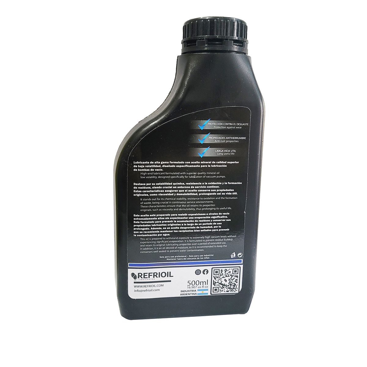 ACEITE REFRIOIL PARA BOMBA DE ALTO VACIO 1&frasl;2L REFRIGERACION    