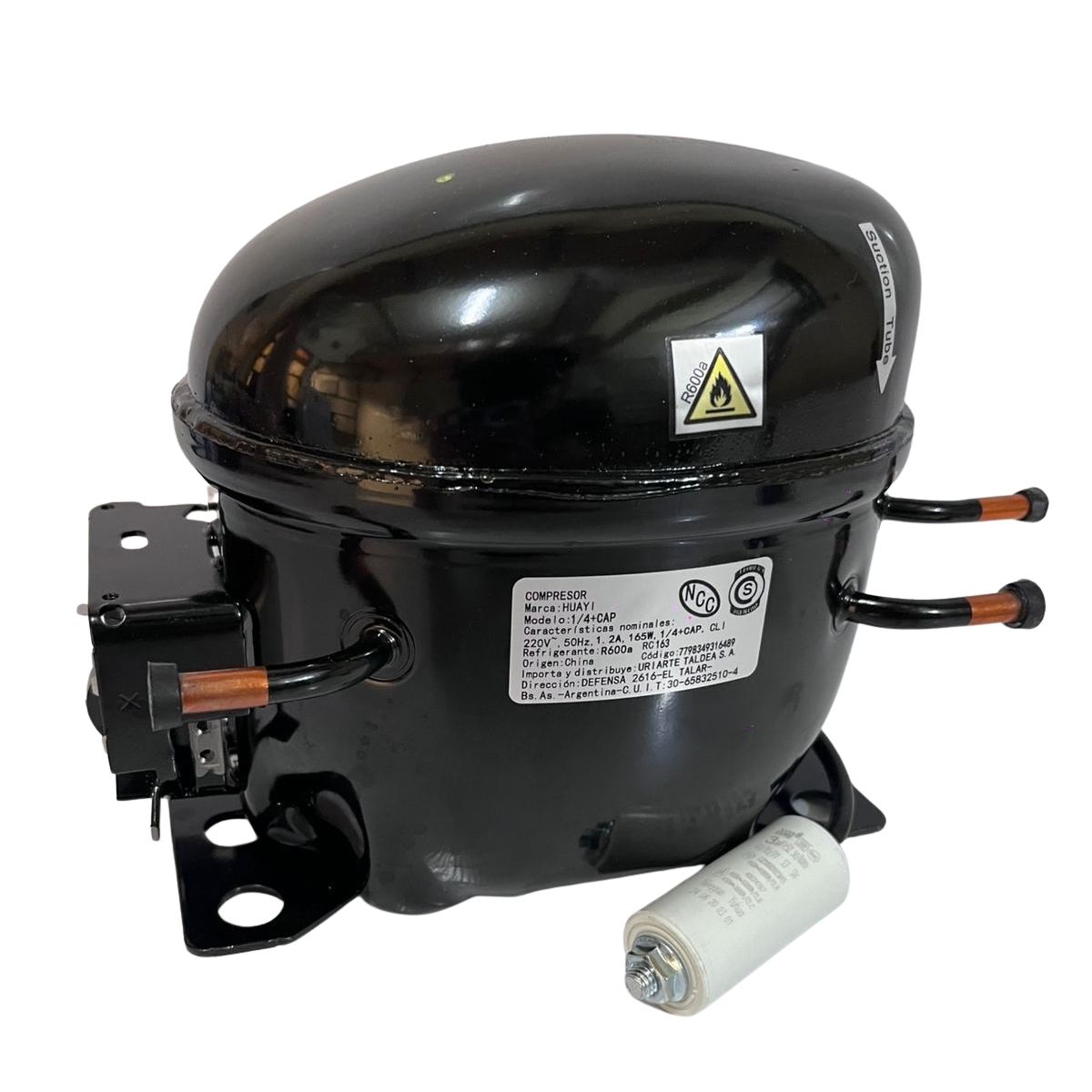 COMPRESOR HUAYI 1&frasl;4+HP R600 BT FAMILIAR    