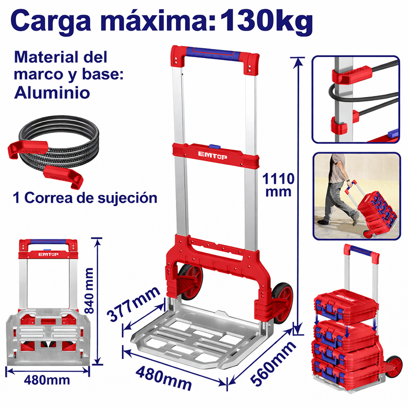 CARRO MULTIPROPOSITO ENCASTRABLE PACKOUT 130KG  EMTOP  