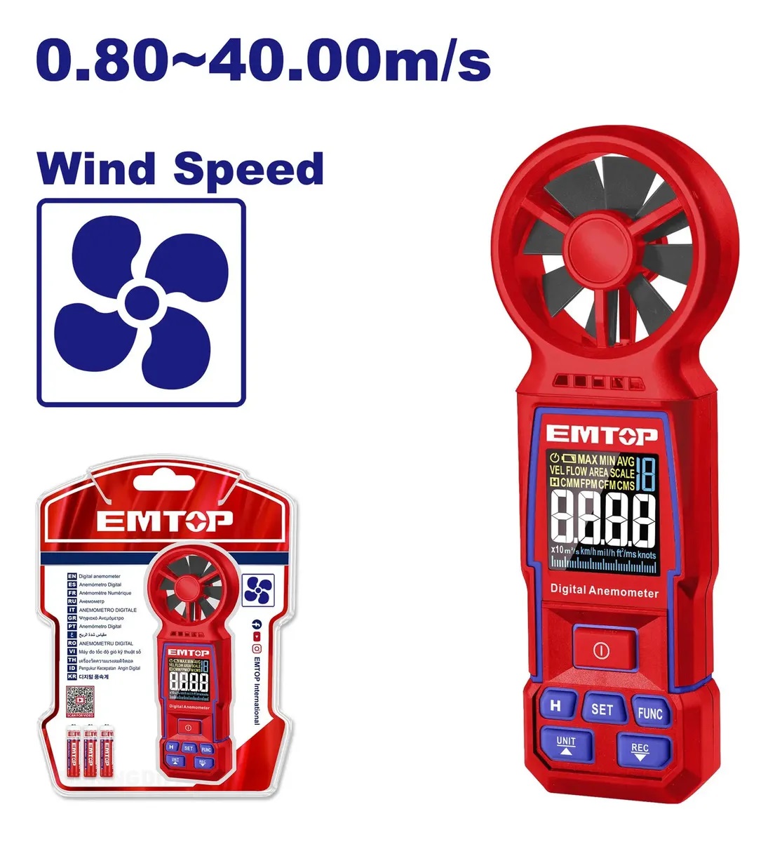 ANEMOMETRO 0.80 40.00 M&frasl;S  EMTOP  